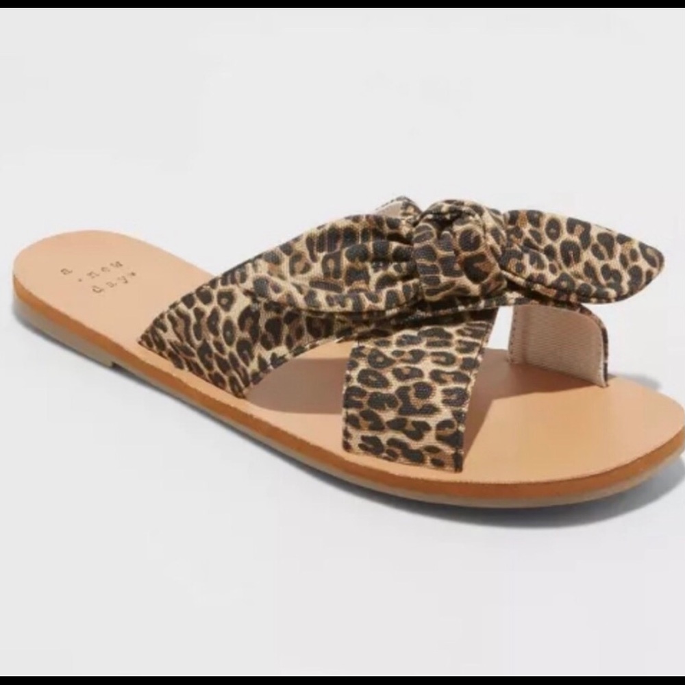 Knotted Bow Leopard Print Sandals